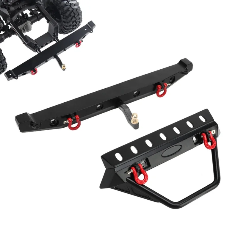 RC 크롤러 범퍼 블랙 프론트 및 리어 범퍼(윈치 마운트 섀클 포함) Axial SCX10 90046 SCX10 III AXI03007용 LED 조명