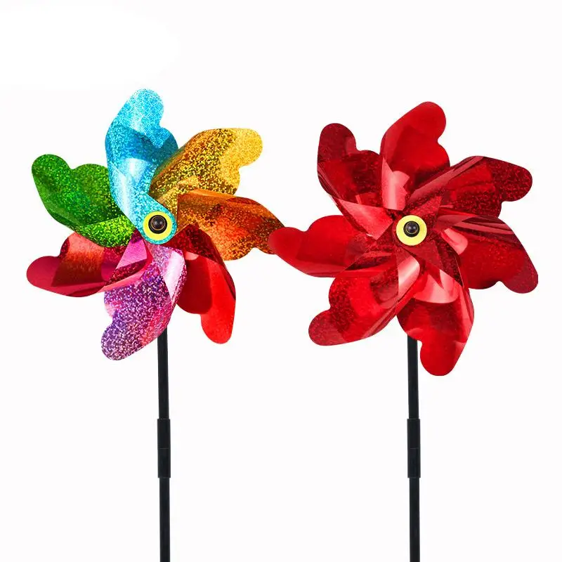 2pcs 크리 에이 티브 야외 정원 잔디밭 장식 조류 퇴치 풍차 실용적인 7 잎 DIY 조류 억제 풍차