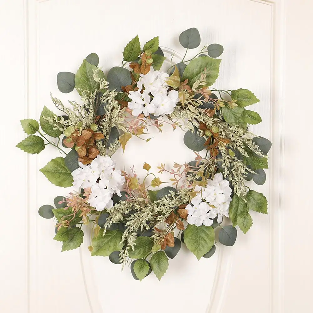 

20 Inches Artificial Eucalyptus Wreath for Front Door Spring Summer Green Leaf Wreath for Farmhouse Wall Wedding Decoration