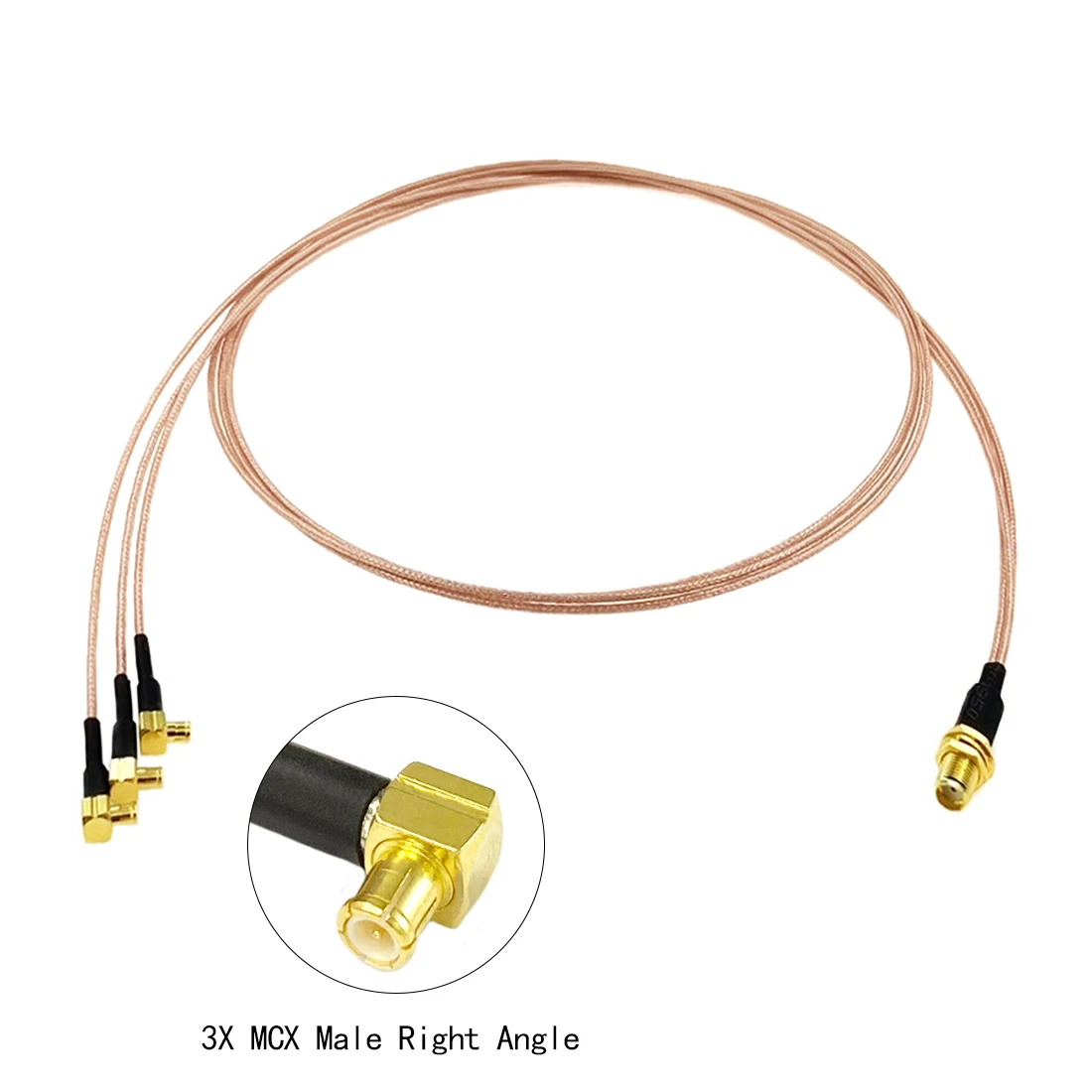 

SMA Female Nut to 3X MCX Male Right Angle Splitter Combiner Pigtail Cable RG178 15cm 6" for Wifi Router