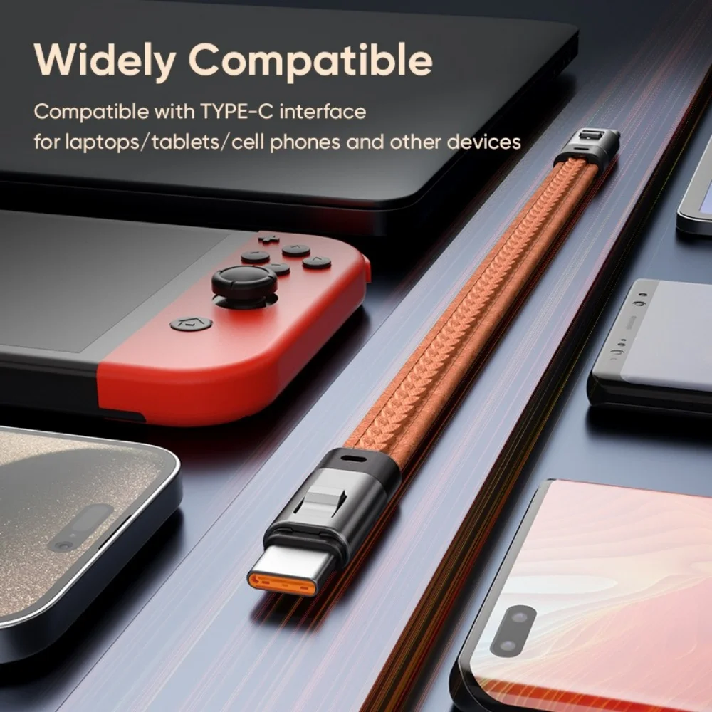 240W 5A PD3.0 Short USB C Charger Cable Portable Keychain TypeC Cable Fast Charging Cord C To C Cable for Xiaomi HUAWEI IPhone