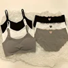 Seamless Push-Up Bra Panty Set for Teens Wire-Free Sport Bralette Vest Top Non-Padded Student Comfort Underwear for Girl 45-70kg