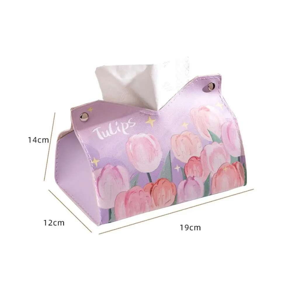 High Quality Oil Painting Tissue Case Smooth with Buttons Paper Towel Box Large Storage Printing Desk Decoration Car