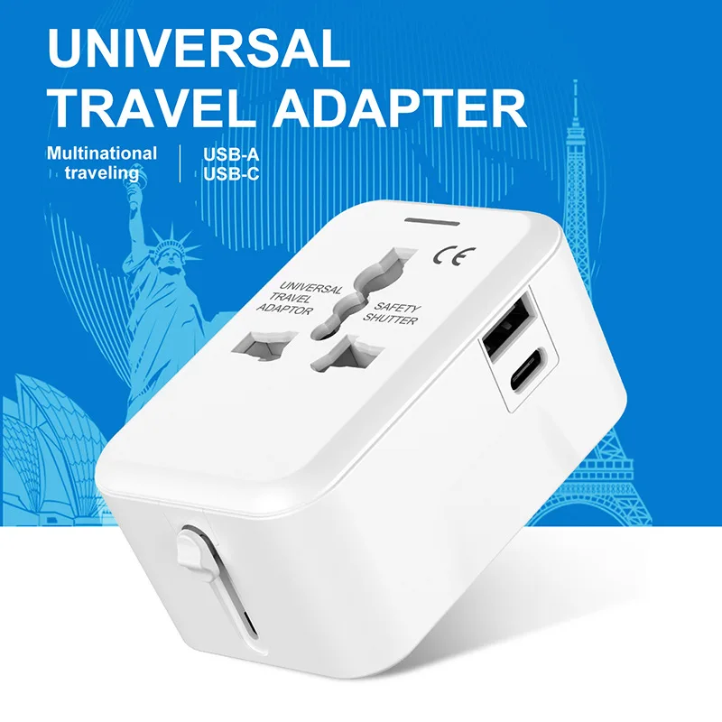 Многофункциональное Универсальное дорожное зарядное устройство с вилками стандарта ЕС/Австралии/Великобритании/США и USB-портами