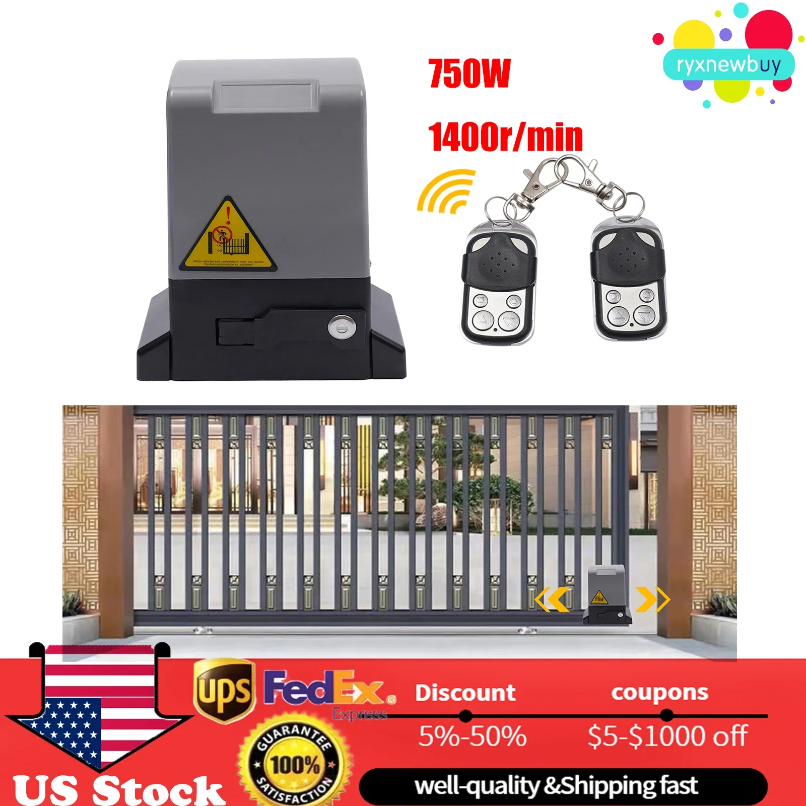 750W 1600KG Automatic Electric Slide Gate Opener Operator Sliding Door ...