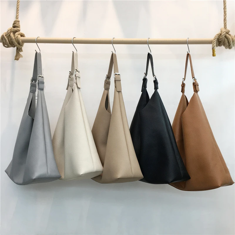 

Soft PU leather Tote bag Designer single-shoulder female portable underarm bag Large capacity leisure shopping bag