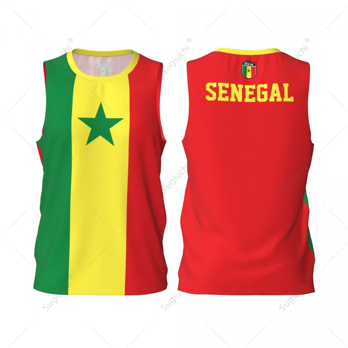 thumbnail image 1 of Camiseta deportiva de baloncesto para hombre con la bandera de Senegal, para correr, fitness, multifunción, sin mangas, con nombre personalizado exclusivo, 1 of 5