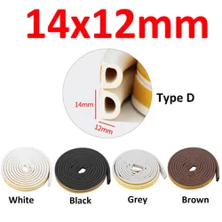 Multi-Purpose Self-Adhesive Weatherproof Seal Tape - Dustproof and Soundproof Insulation in White/Black/Grey - Black (14x12mm D Type)