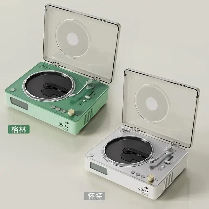 판다 CD 플레이어 CD67 클래식 레트로 스피커 디스크 CD 사운드 시스템, 라인 출력/USB/TF 카드/블루투스 5.0 지원 홈 플레이어 스피커