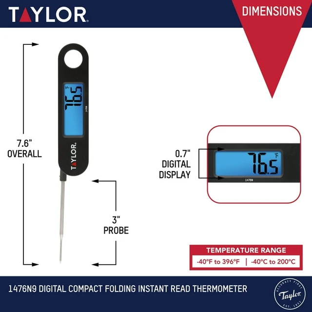 Taylor Compact Instant-Read Pen Style Digital Kitchen Meat Thermometer