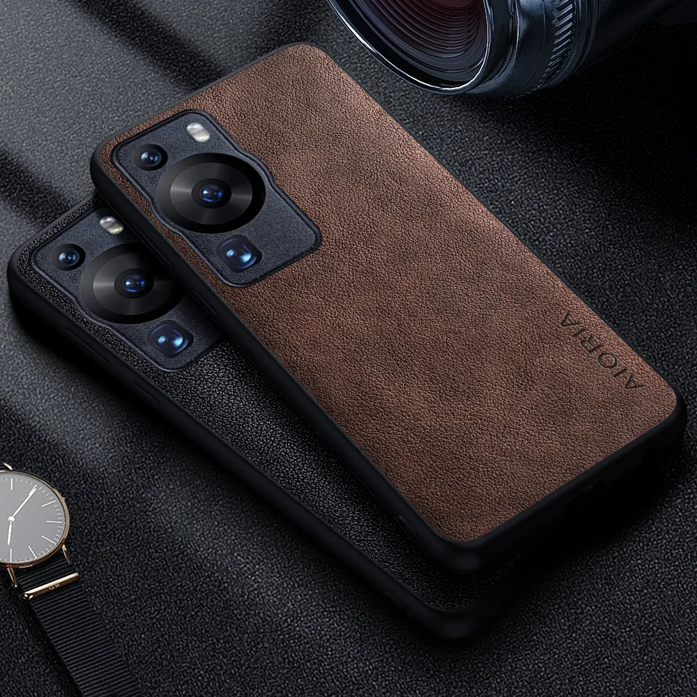 Premium Luxury Leather Phone Case - Retro Business Style Solid Color Cover