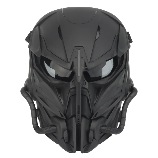 Tactical PJ casco de Airsoft rápido y máscara de cara completa extraíble  para caza tiro CS Game Wargame Militar (casco negro)