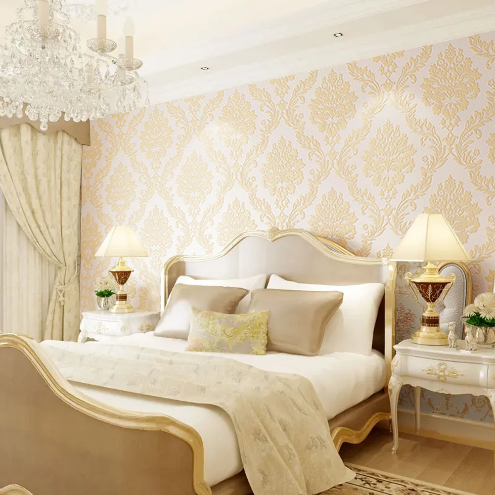 European texture non-woven non-self-adhesive wallpaper rolls living room bedroom TV background wall wallpaper