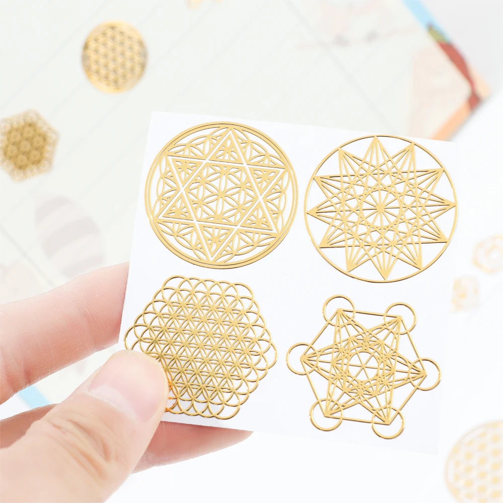 Material Pyramid Energy Tower Resin Pendant Crafting 7 Chakra Stickers Geometric Flower Decals Life Tree Pattern Yoga Healing