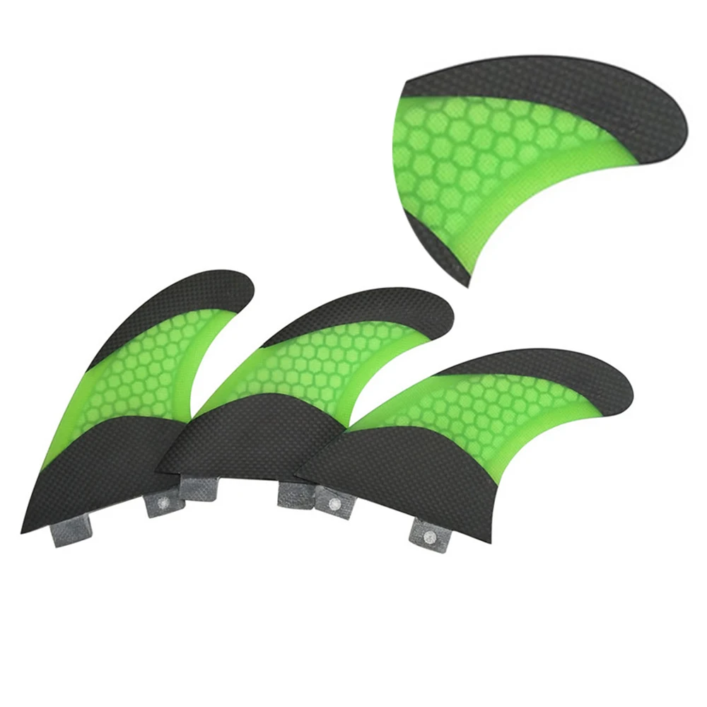 Double Tabs M fins Surfboard fin M Size Fiberglass Honeycomb 3 pcs/set Green Color stand up Paddle Boards