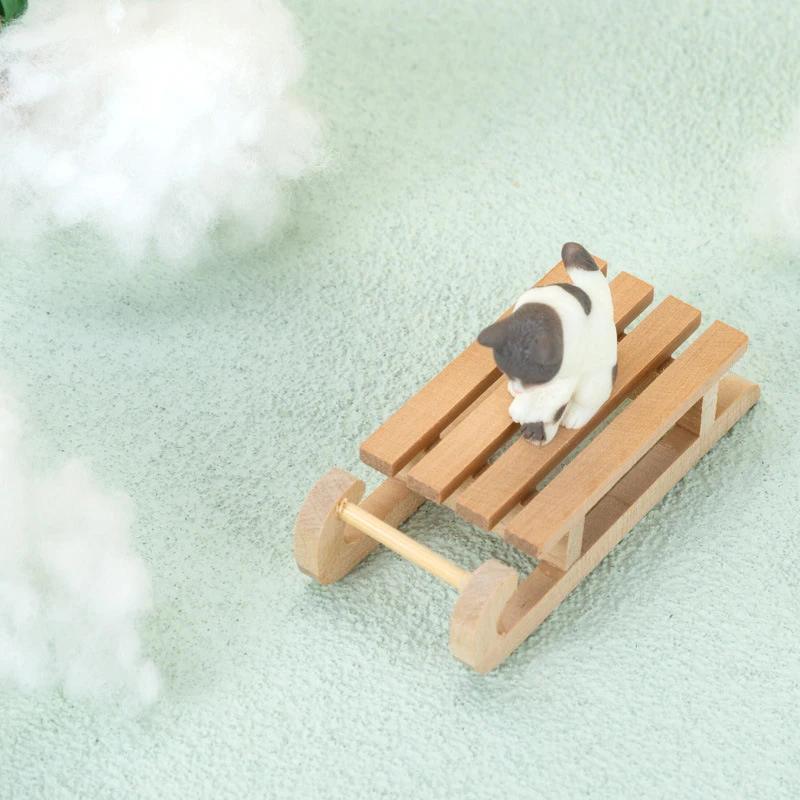 1:12 인형 집 미니어처 나무 썰매 썰매 크리스마스 장면 장식 놀이 집 장난감, DIY 색칠 썰매, 어린이 장난감 선물