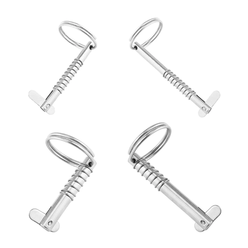 1Pc Marine Safety Pins Quick Release Pin with Drop & Spring, Stainless Steel Bimini Top Pin, Marine Hardware, Silver mj122 spring detent pins quick release ball lock pins stainless steel handle recessed button