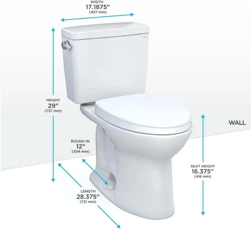 Drake Two-Piece Elongated 1.6 GPF Tornado FLUSH Toilet with and Soft Close Seat Ready Cotton White TORNADO FLUSH