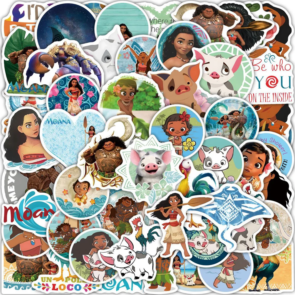 10/30/50pcs Disney Cartoon Movie Moana Stickers Waterproof Decals DIY Laptop Skateboard Phone Tablet Graffiti Kids Sticker Packs