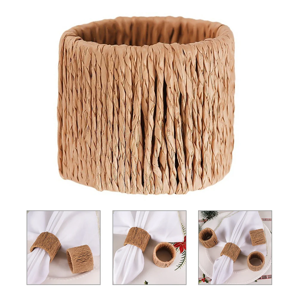 

4 Pcs Straw Napkin Rings Buckles Decoration Holders Holiday Table Decorative Household Valentine's