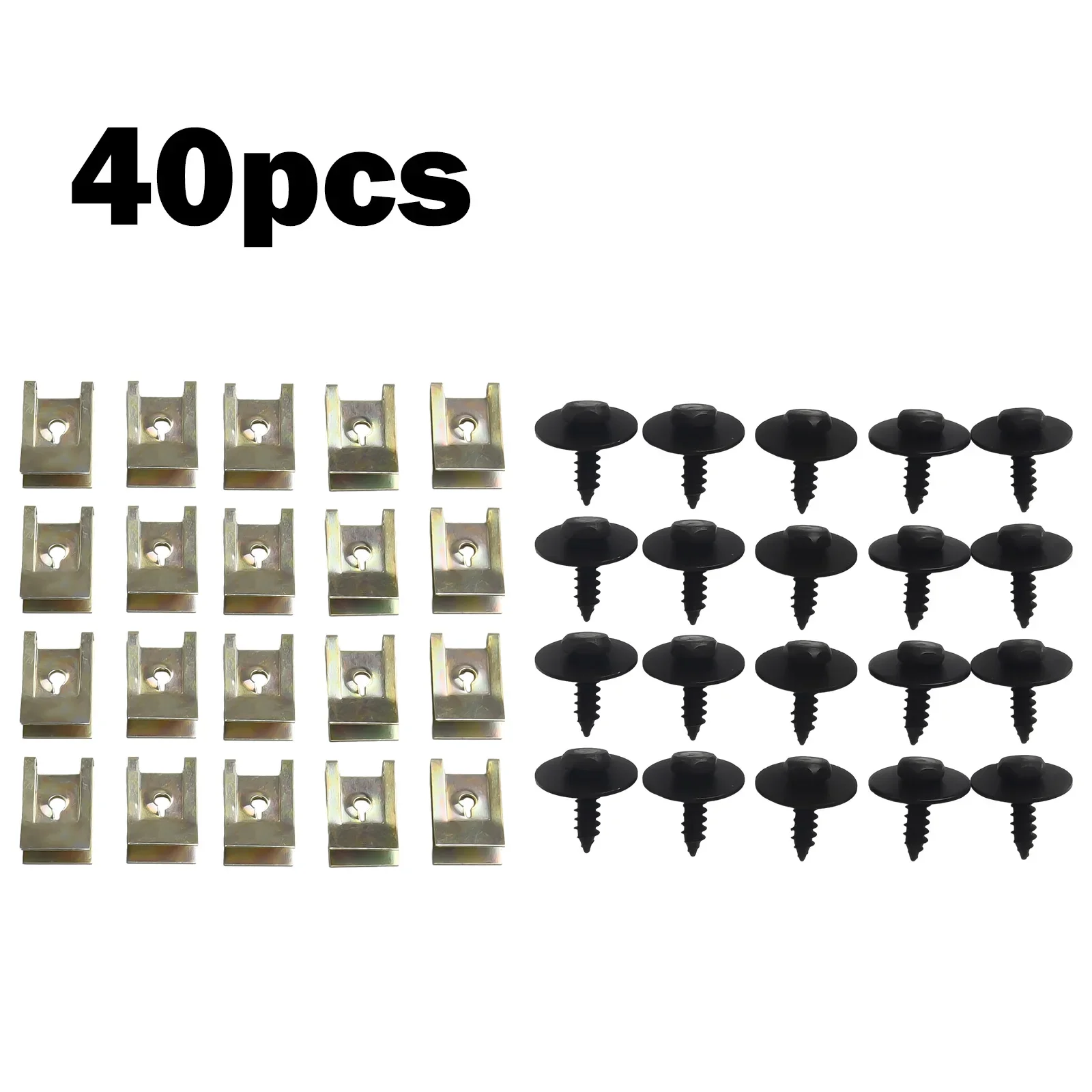 40Pcs Car U Shape Clips For BMW Hex Head Tapping Socket Bolt Screw Clip Undertray Splash Guard Hex Nut Bolt Screws Fastener Clip