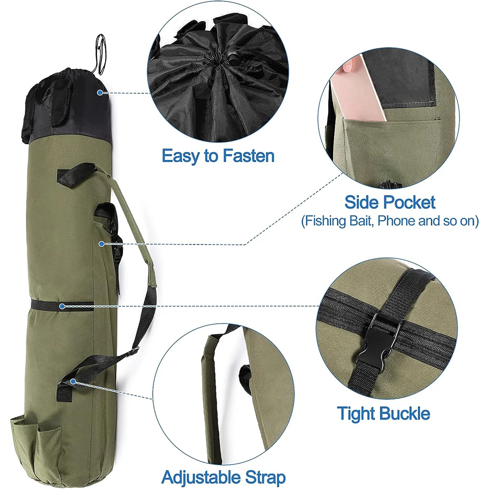 Fishing Rod Bags Outdoor Fishing Pole Holders Multifunction Camping  Portable Canvas Case Fish Rod Storage Bag Fishing Rod Case