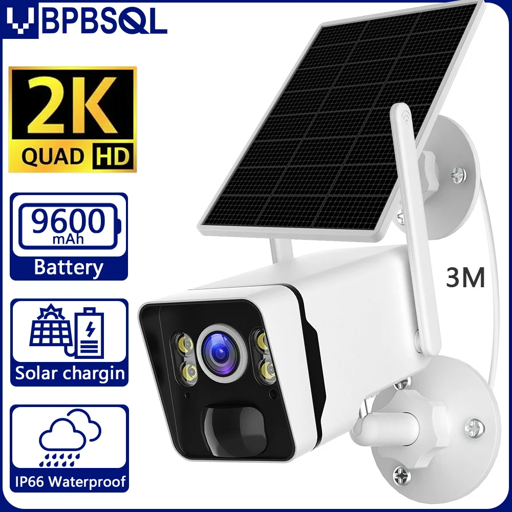 

2K HD Solar Camera HD 4MP Battery Powered WiFi IP Camera Outdoor Wireless Surveillance Security Camera Waterproof IP66 CCTV PIR