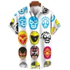 3d Mask Print Men's Shirt Summer lucha libre Short Sleeve Shirt  Casual Hawaiian Shirt For Men Loose Clothing Mexican Wrestling 1