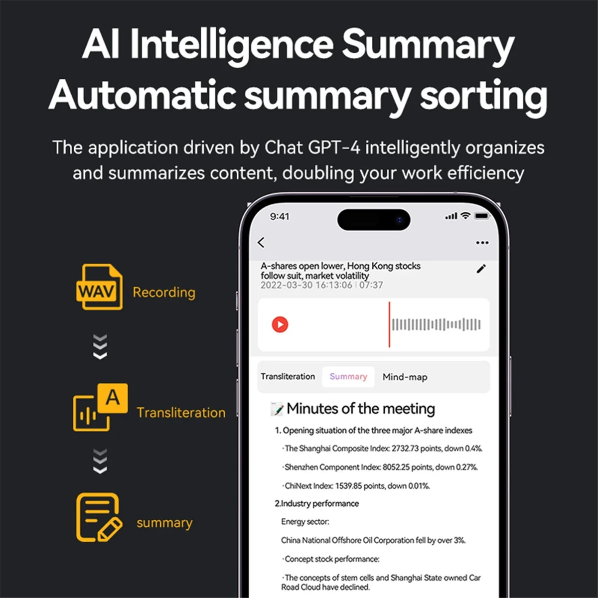 AI ChatGPT-4o Intelligent Voice Recorder 32GB AI-Powered Voice Recorder Noise Reduction Audio Dictaphone Sound Recorder-Sunrise