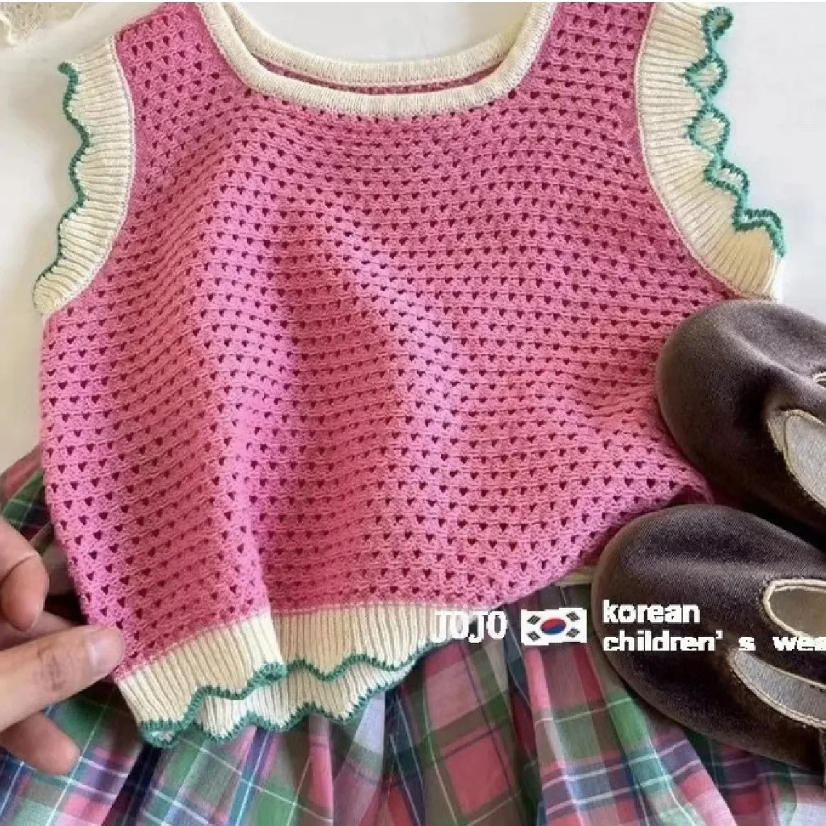 Baby Girls Summer Clothing Set Fashion Elegant Girl Knitted Vest Shirts + plaid Shorts Kids Children Birthday Casual Clothes