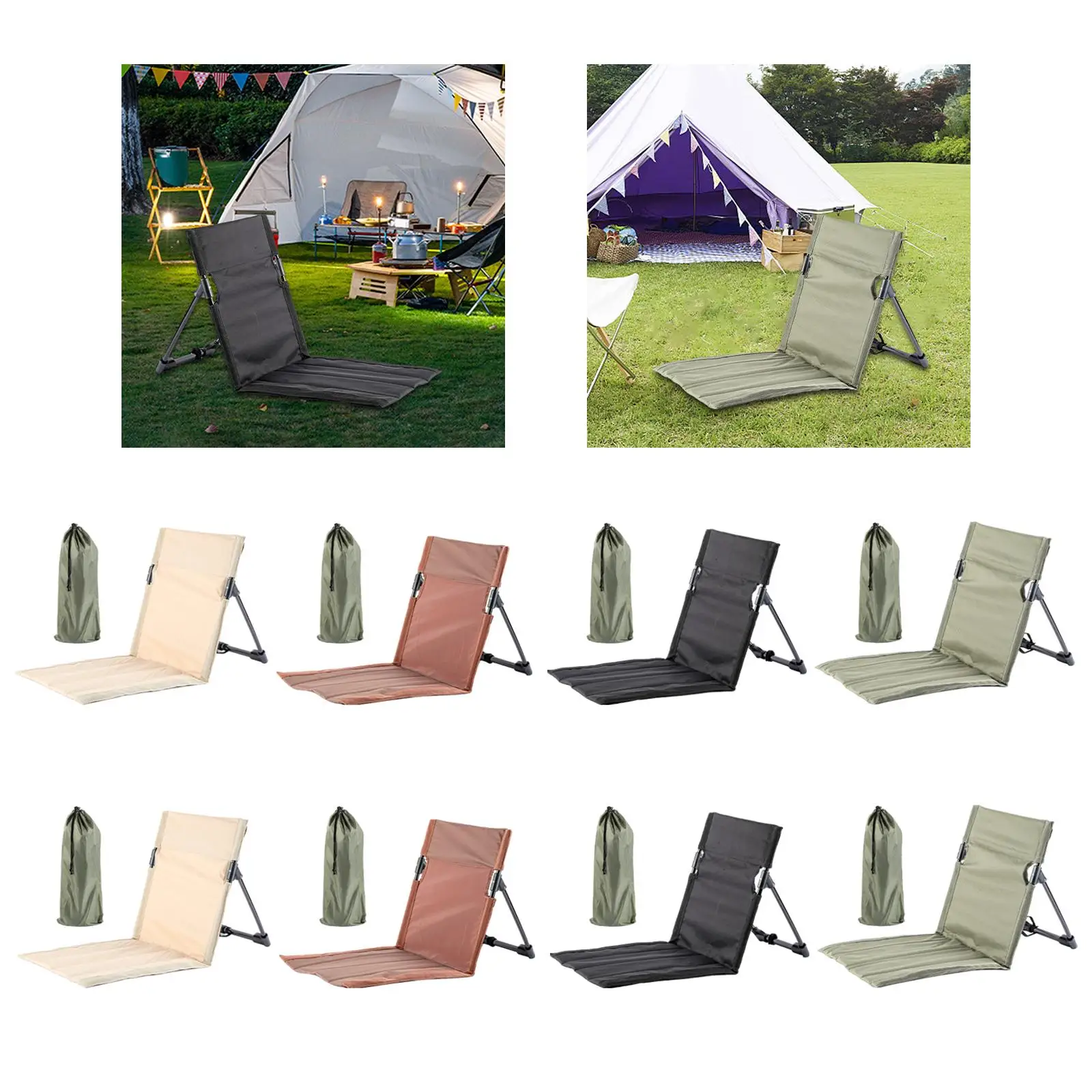 Folding Beach Chair with Back Support Stadium Chair for Park Backyard Hiking