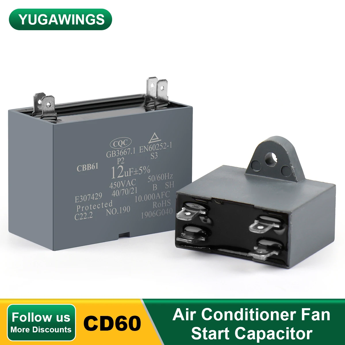 Soffitto Ventilatore Condensatore CBB61 3.5uF 250V AC 2 Fili