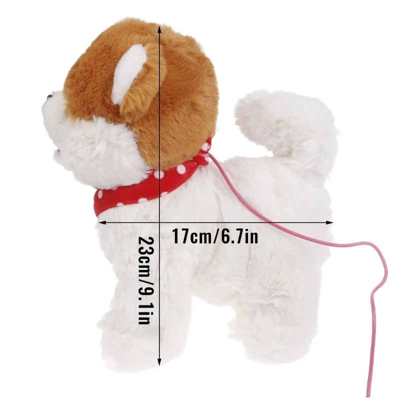 Realistic Walking Dog Toy Electronic Plush Pet Puppy Leash Dog Toy Kids Interactive Crawl Learning Toddler Fun Gift