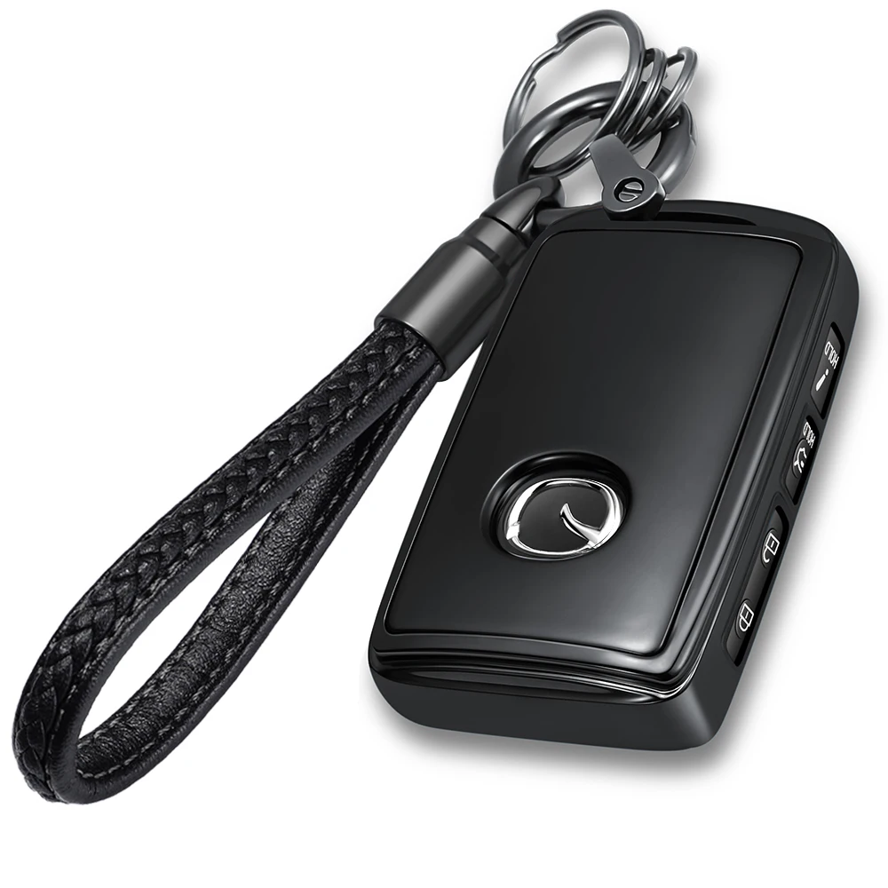 Key-Fob-Cover-Case-with-Leather-Key-Holder-Keychain-for-Mazda-CX5-3-6 ...