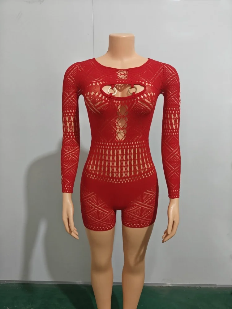 Wmstar Jumpsuit Women Wholesale Sexy Club Outfits See Through Net Tops and Sexy High Elastic One Piece New in Fall Clothes