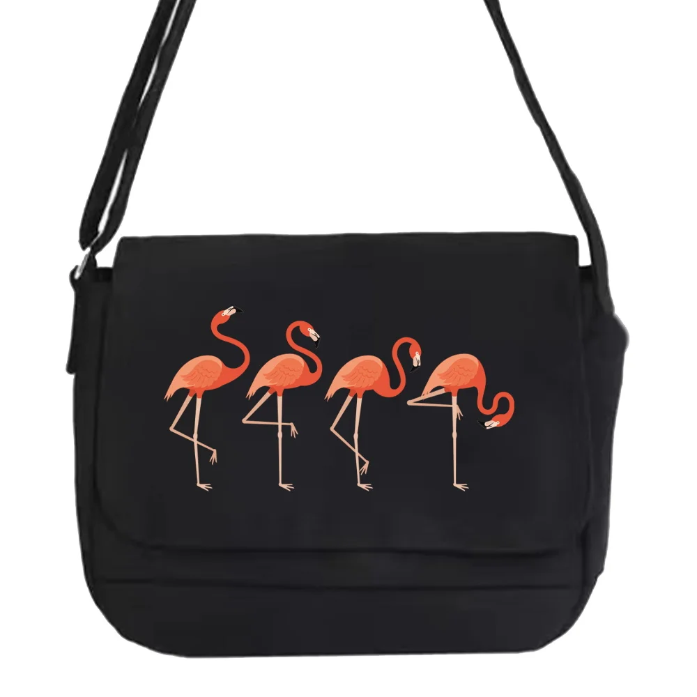 Shoulder Messenger Bags Harajuku Canvas Crossbody Bag Women Japanese Diagonal Pouch Girl Student Envelope Bags Flamingo Pattern