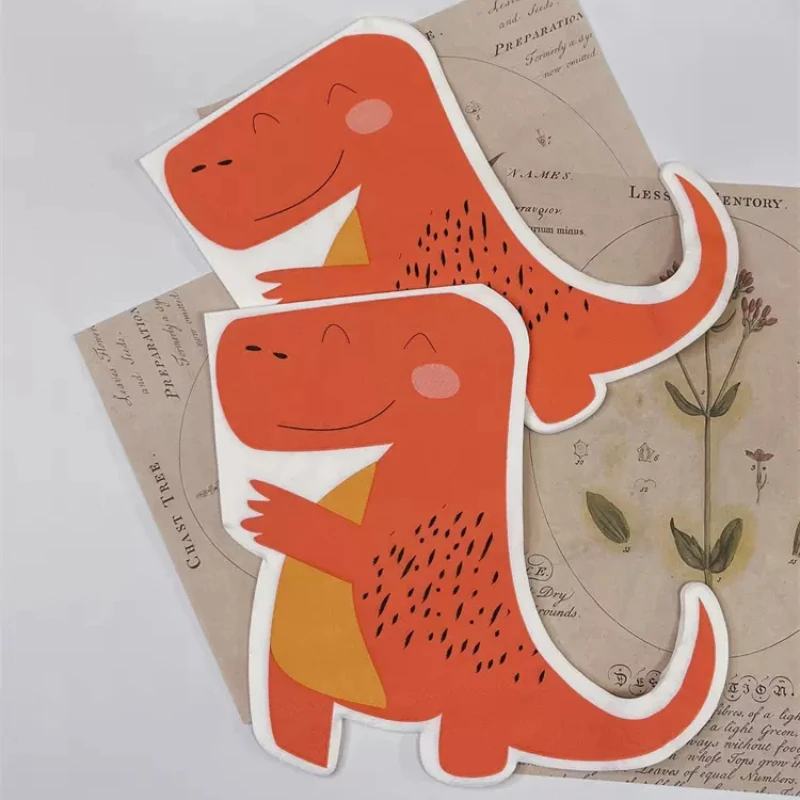 20pcs/Pac 2-Ply Children Cartoon Dinosaur Pattern Shaped Paper Napkin Birthday Party Colourful Napkin Butterfly Bart Paper