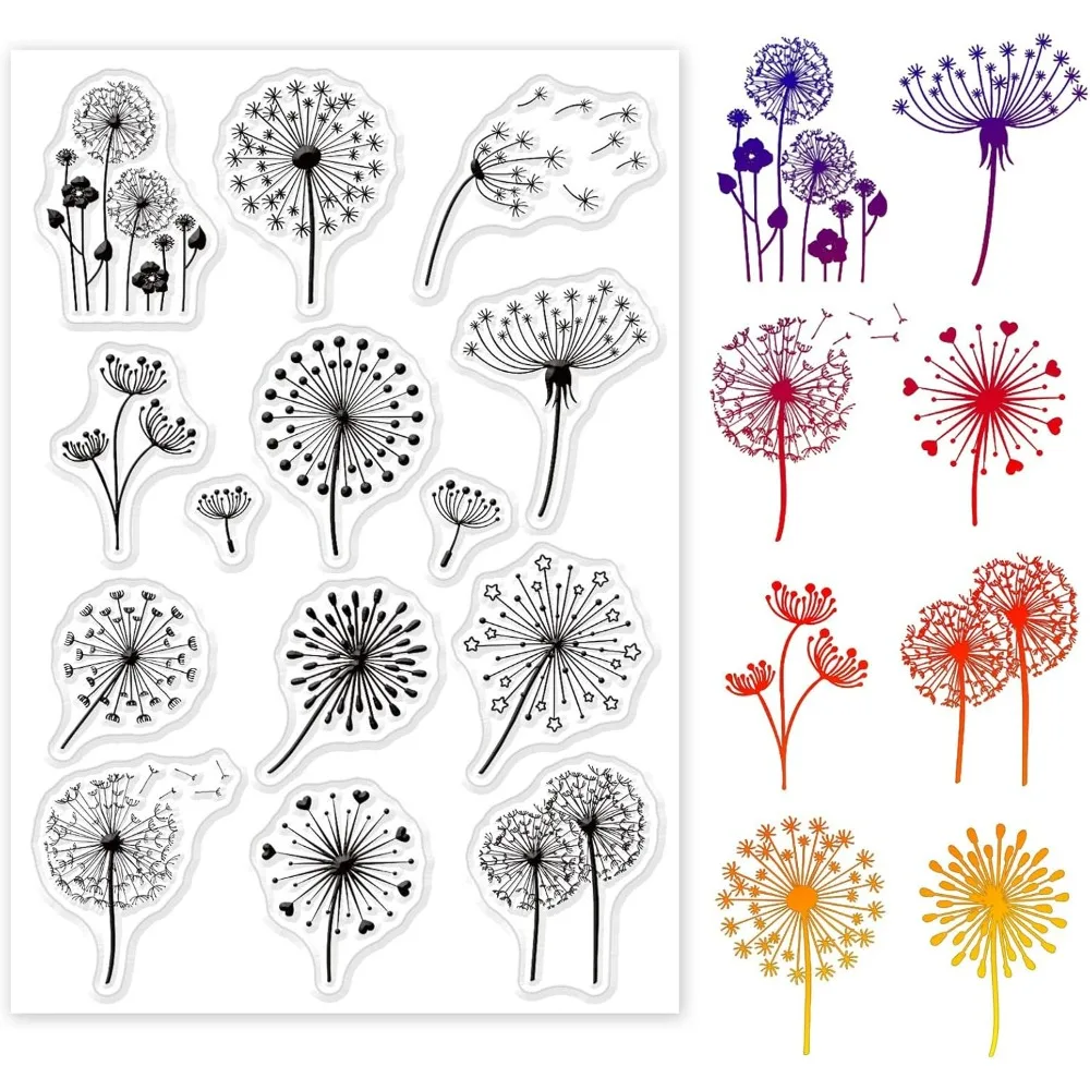 Dandelion Clear Stamp Plant Silicone Clear Stamp Flowers Leaves Rubber for Scrapbook Journal Card Making 1pc