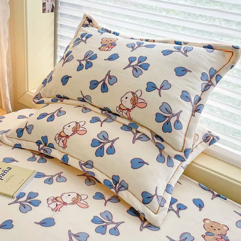 Winter Thicken Milk Velvet Pillowcase Cute Home Bedding Decor Pillowcase Children Soft Comfortable Sleeping Pillow Protect Cover