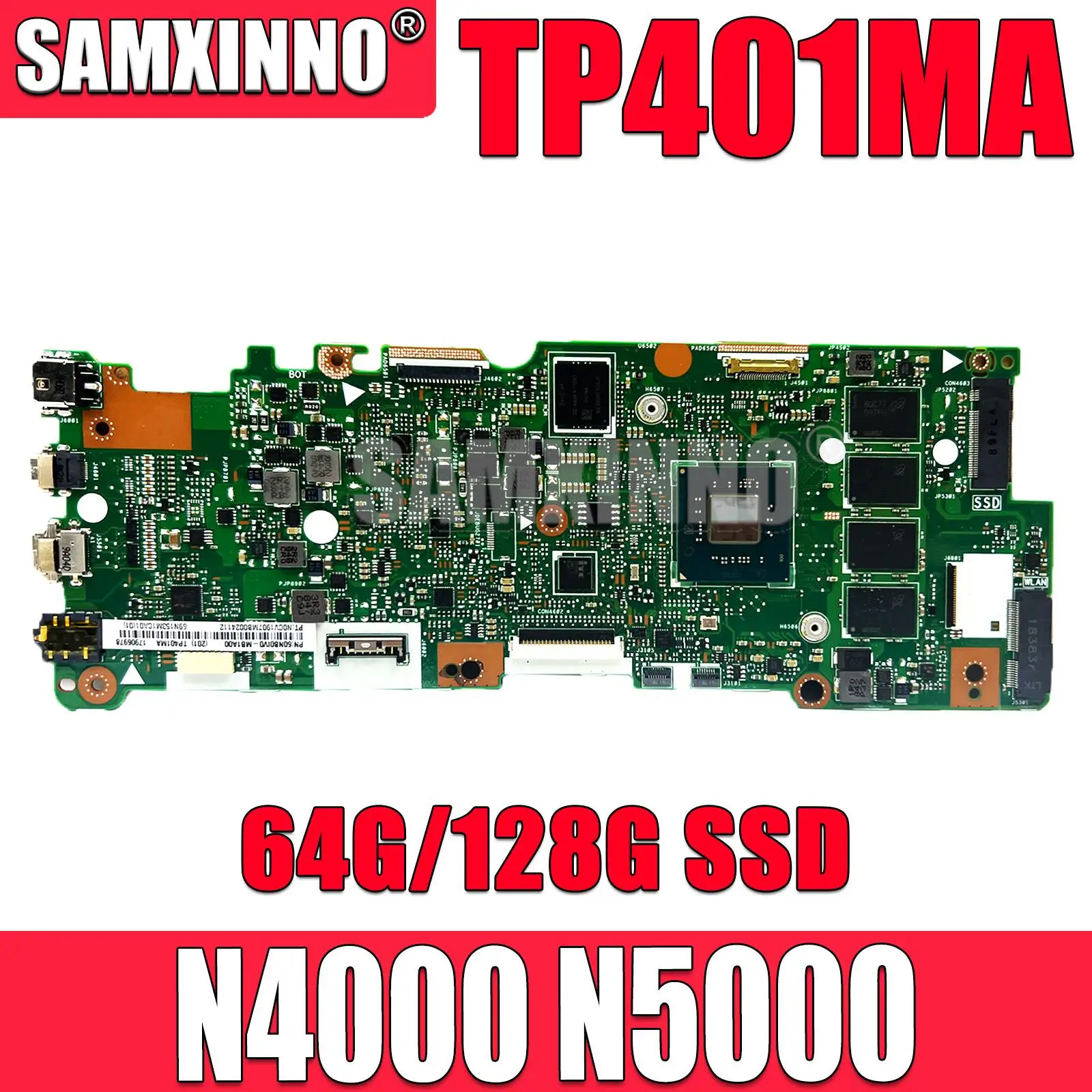 Материнская плата TP401MA TP401MAS TP401MAR TP401MARB TP401M J401MA R406MA, материнская плата для ноутбука с процессором N4000 N5000, 4 Гб ОЗУ, 64 ГБ/128 Гб SSD