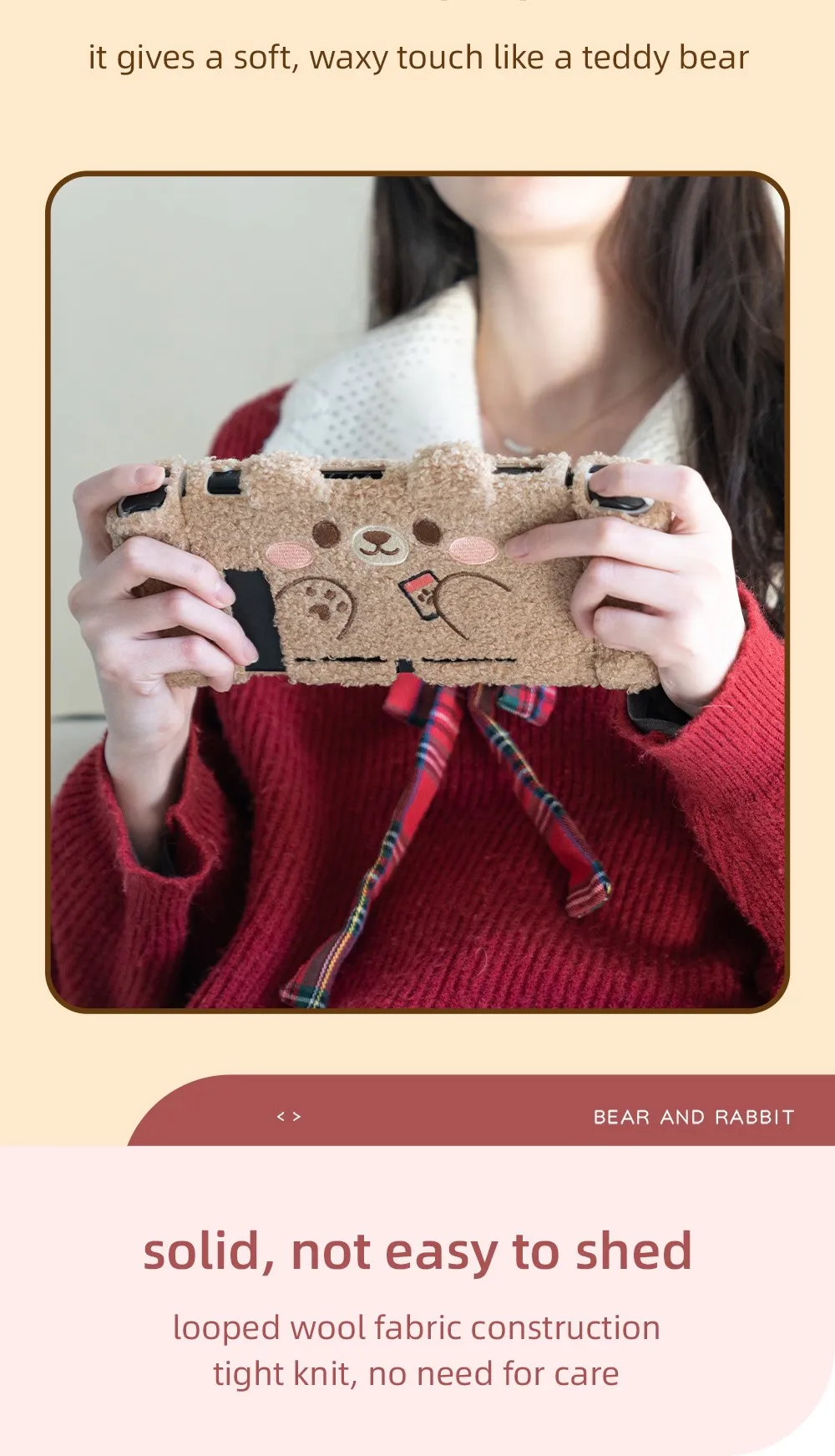 GeekShare-Bonito Urso Rosa De Pelúcia Nintendo Switch