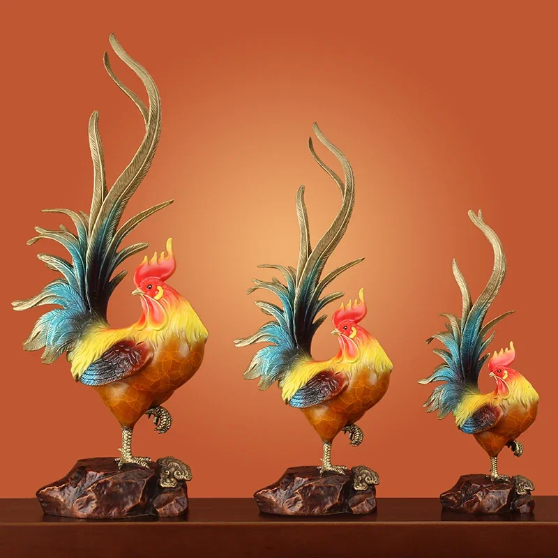 

"GOLDEN ROOSTER News" Copper Cock Ornament Mascot Pure Copper Twelve Zodiac Lucky Chicken Living Room Wine Cabinet Decorations