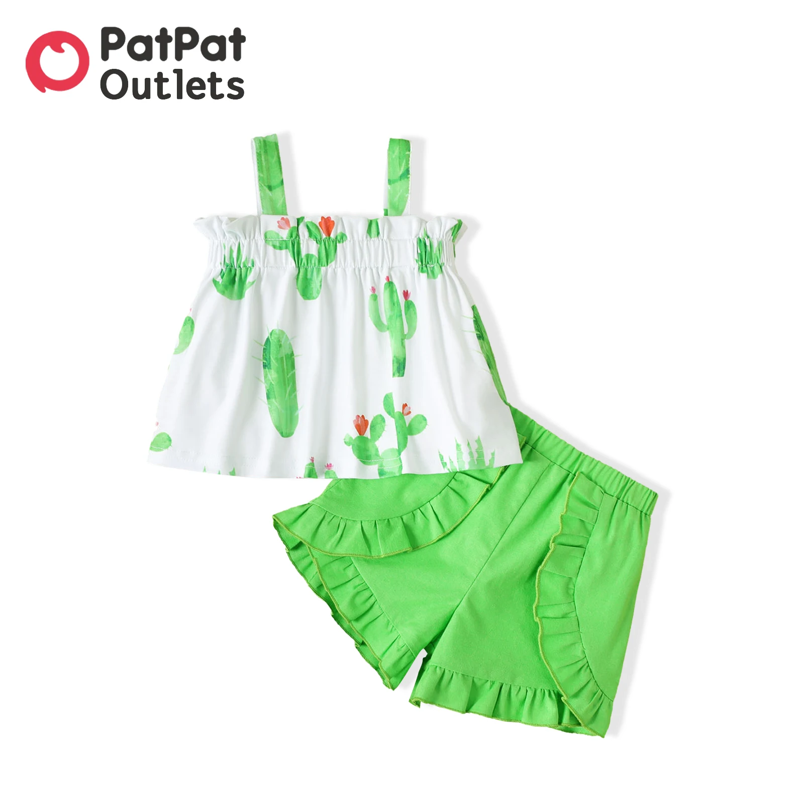 PatPat 2pcs Summer Child Kid Baby Girl Clothes 100 Cotton Ruffle Trim