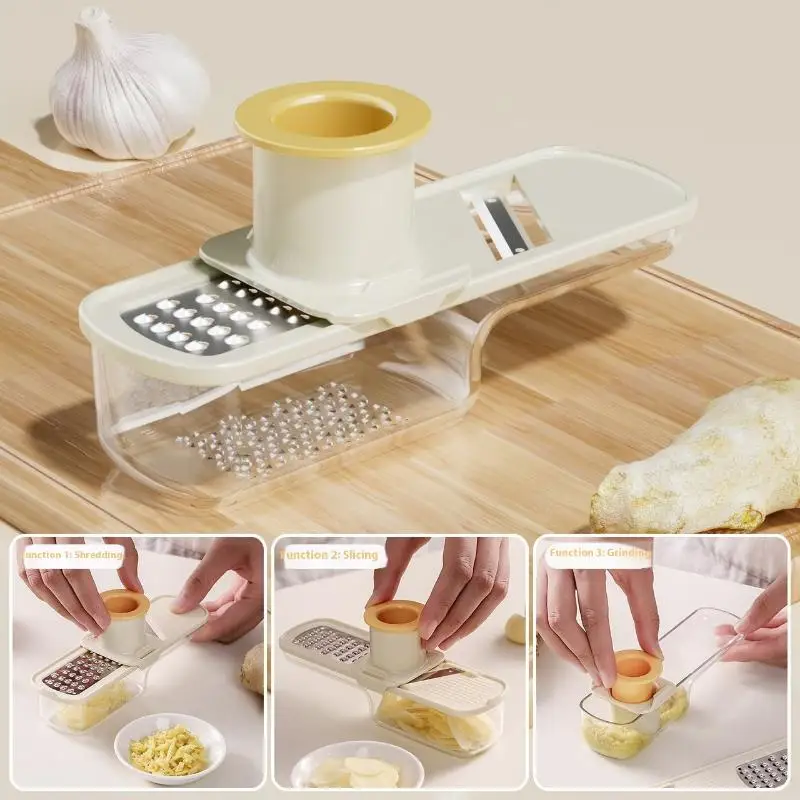 3 in 1 ニンニクグラインダー ミニニンニクチョッパー フードプロセッサー スパイス調理用プレスグラインダー レストラン 家庭用