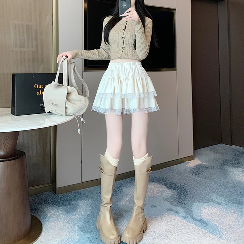 y2k Mini Skirt Women Coquette Clothes Lolita Fairycore High Elastic Tiered Ruffle Skirts Goth Lolita Skirts Streetwear