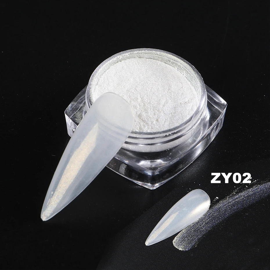 White Chrome Nail Powder Mirror Mermaid Shimmer Pearl Nail Art Pigment Fairy Powder Rubbing Dust Decorations FBZY01