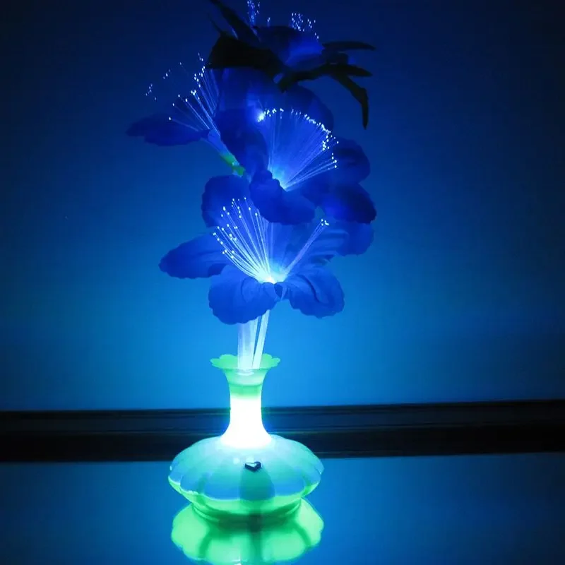 Fiber Optic Light Flower Vase Artificial Floral Arrangement LED Color Changing Nightlight fiber optic lamp