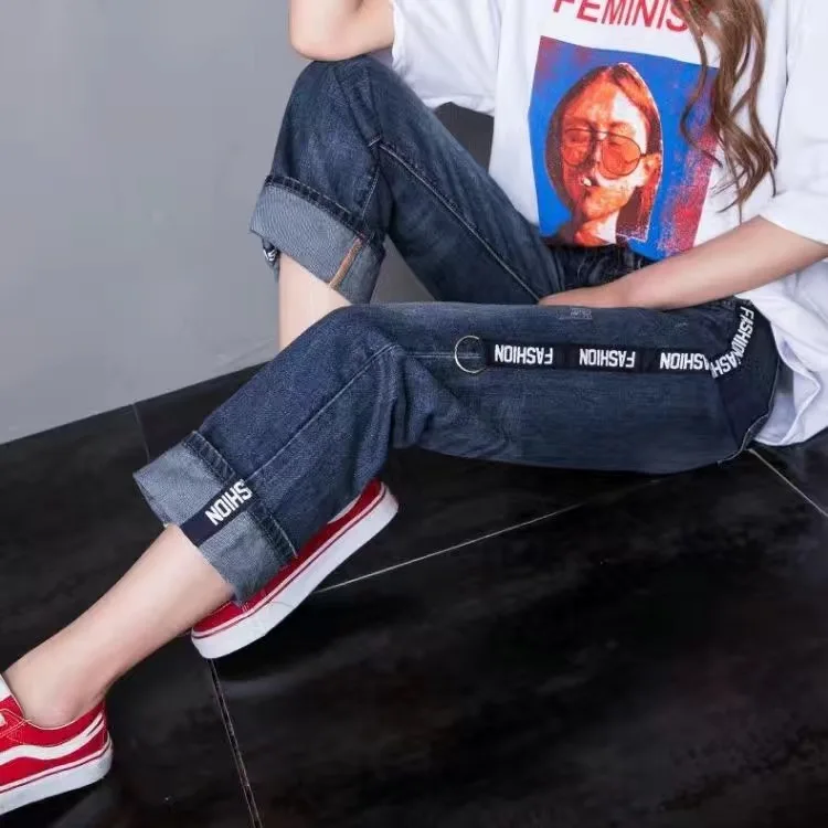 

High fashion was thin straight jeans Women 2022 Spring and Autumn new Korean loose nine points jeans