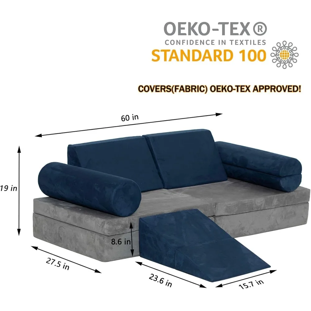 Play Couch Sofa for Kids 10PCS Sectional Sofa Playroom Imaginative Furniture for Creative Kids Girls and Boys Bedroom 5