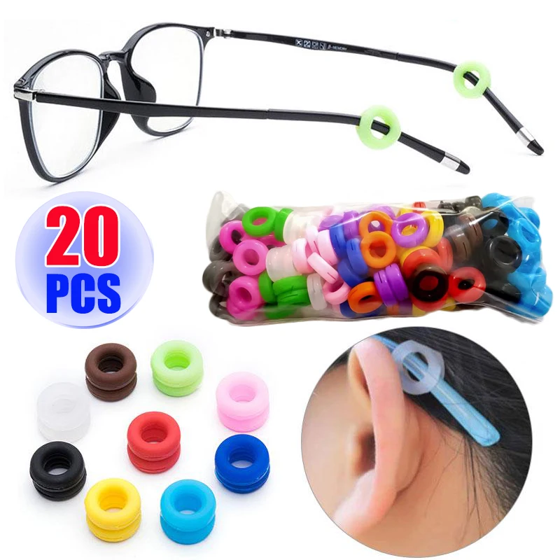 20pcsTransparentSiliconeAntislipEyeglassEarHooksColorfulRoundRetainerHolderGlasses